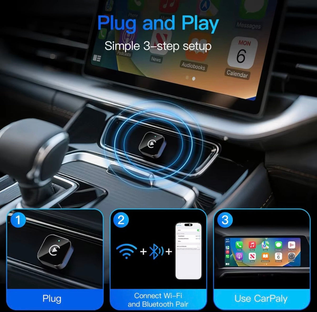 Compact Wireless CarPlay Adapter – 23mm